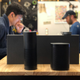 The VL550 up against an original Amazon Echo and a Sonos One.